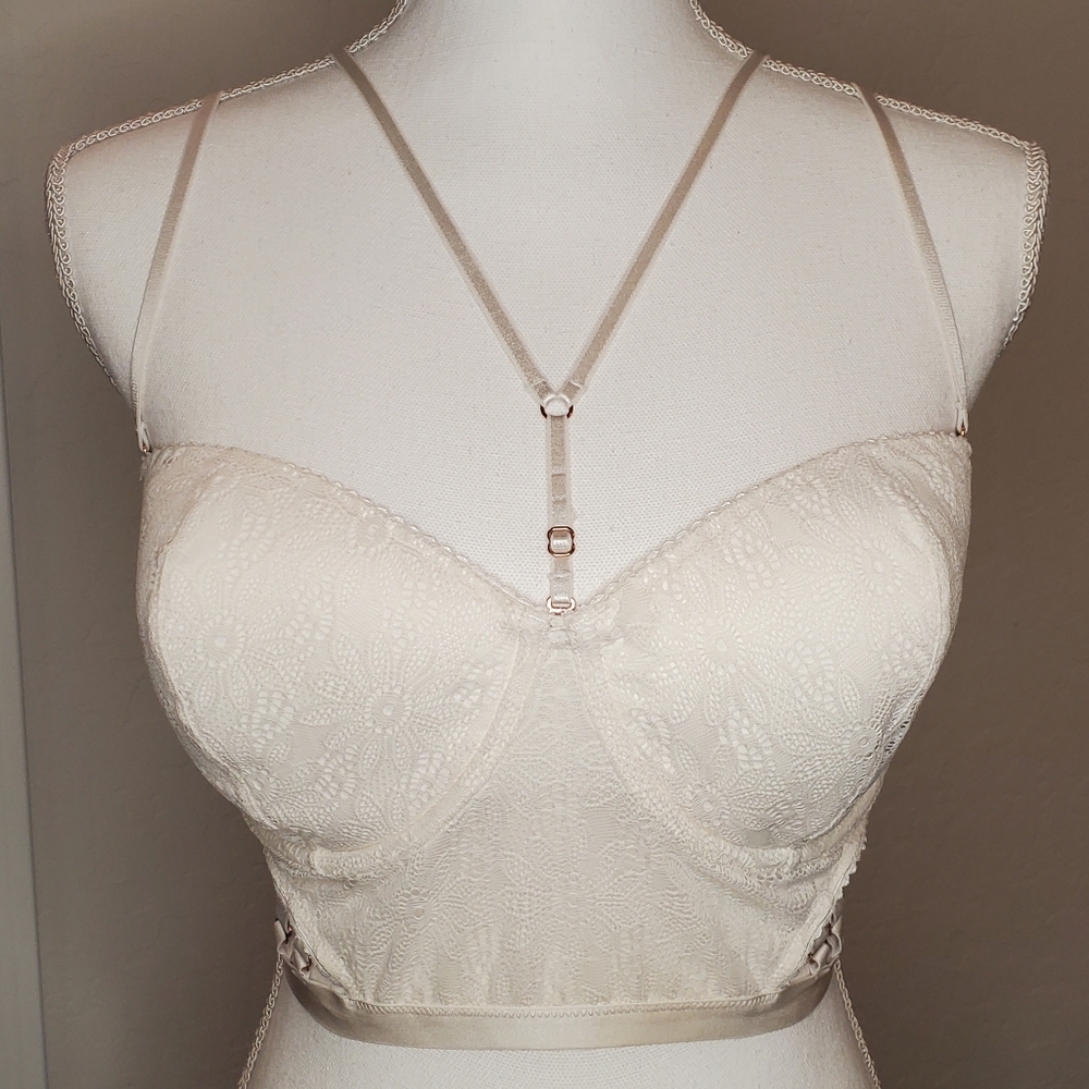 Victoria's Secret Coconut White Strappy Corset Bra